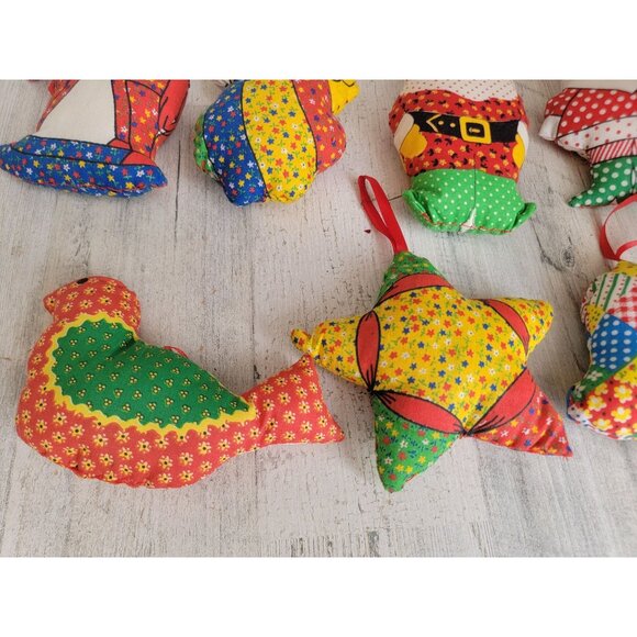 Patchwork variety santa star horse bird ornament Xmas set - Picture 2 of 6